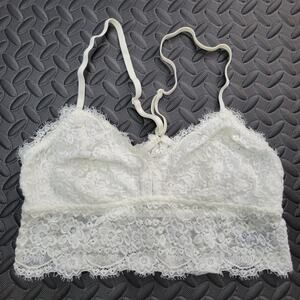 Aerie White Lace Bralette Size Small Floral Lace Crop Top Lingerie Cottagecore